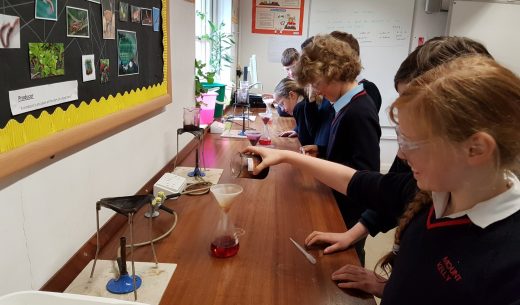 students in the science room