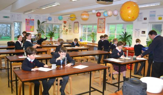 students in the science room