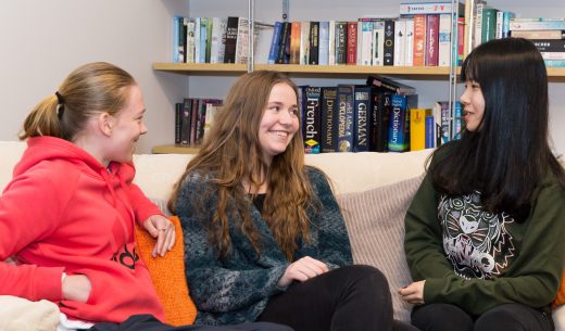 Students talking in the common room