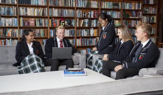 students in the library