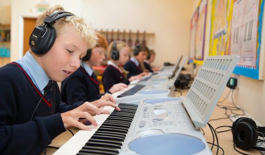 children playing the keyboard