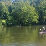 Students in a canoe