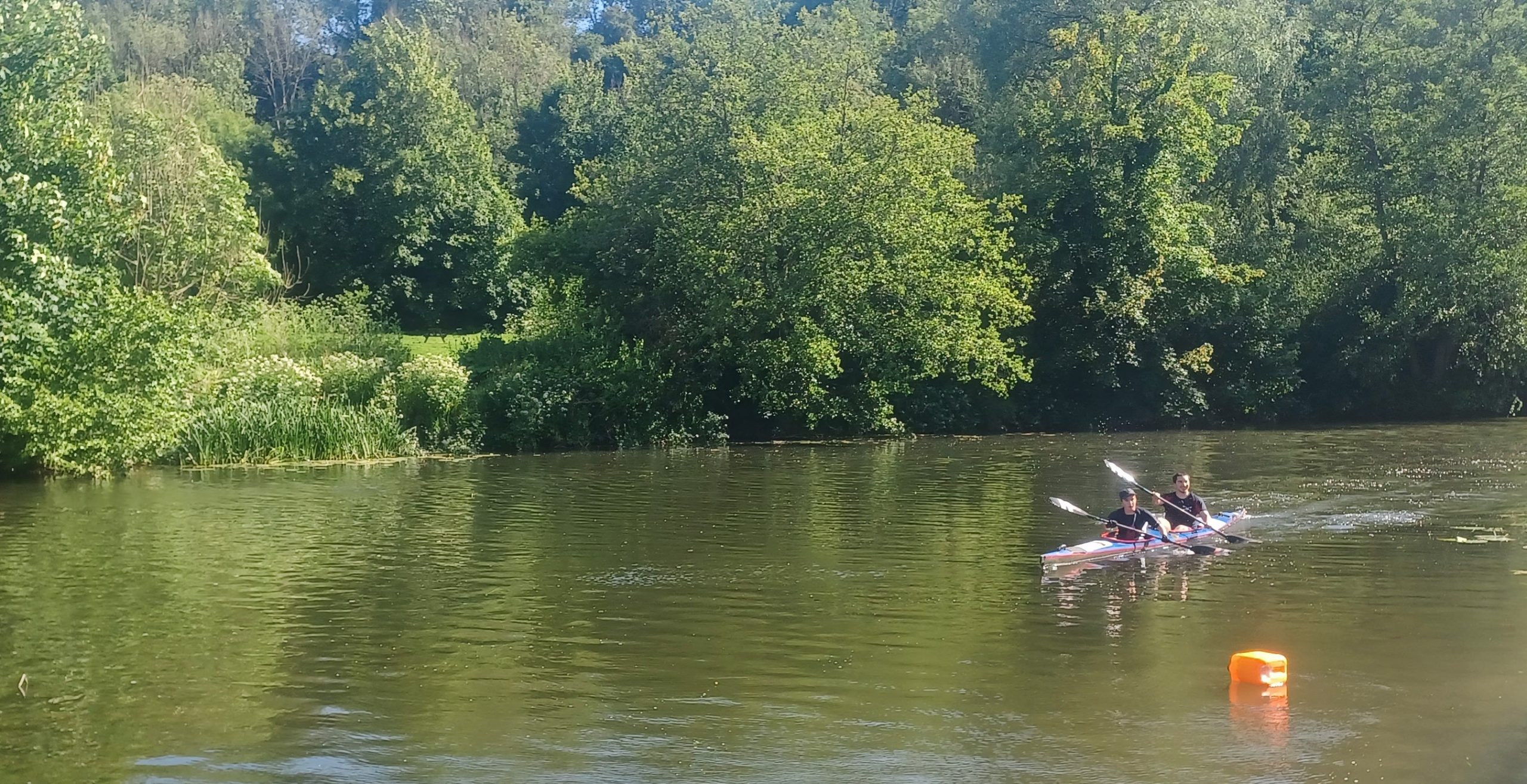 Students in a canoe