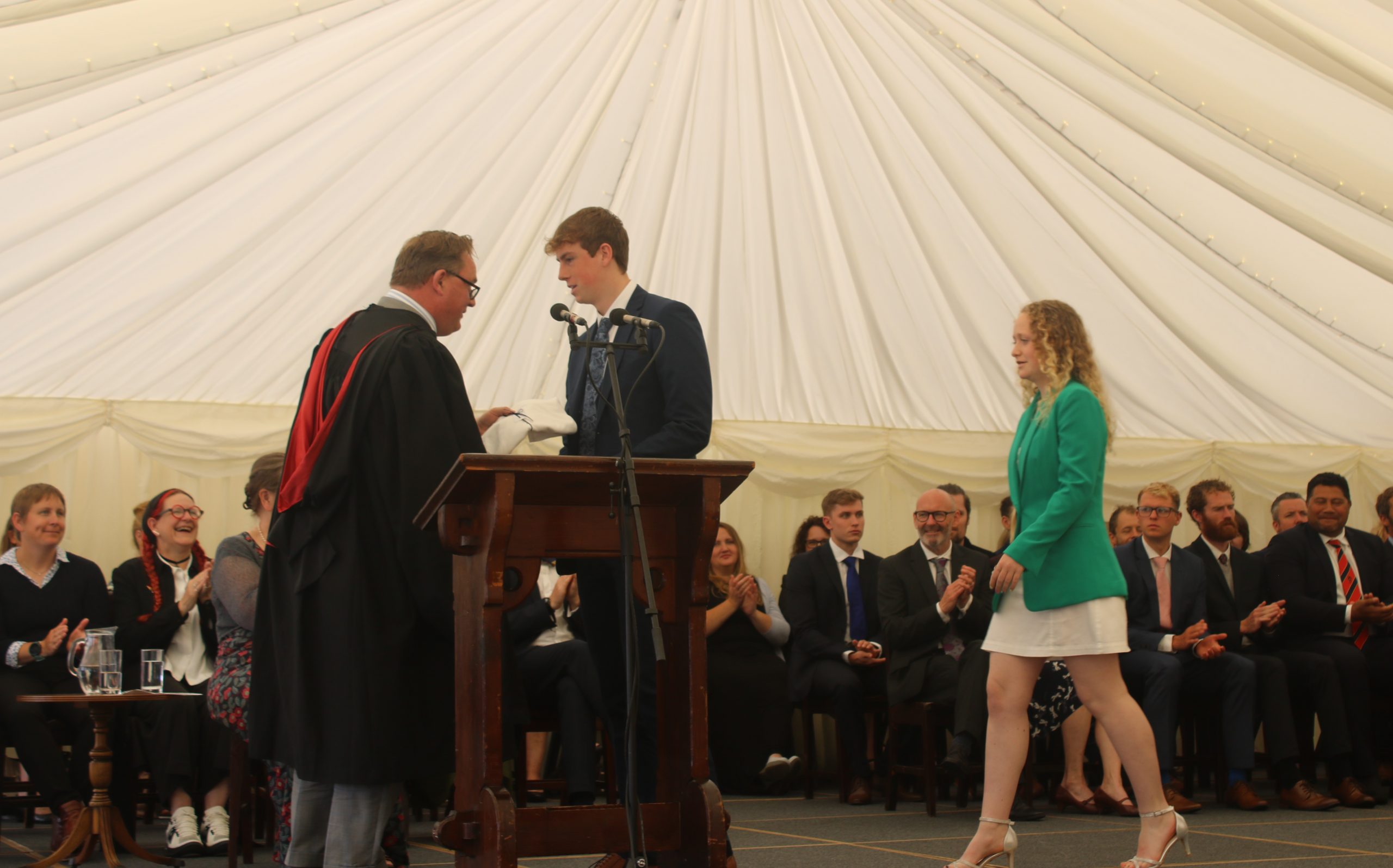 Student receiving awards