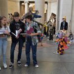 Students at an art museum