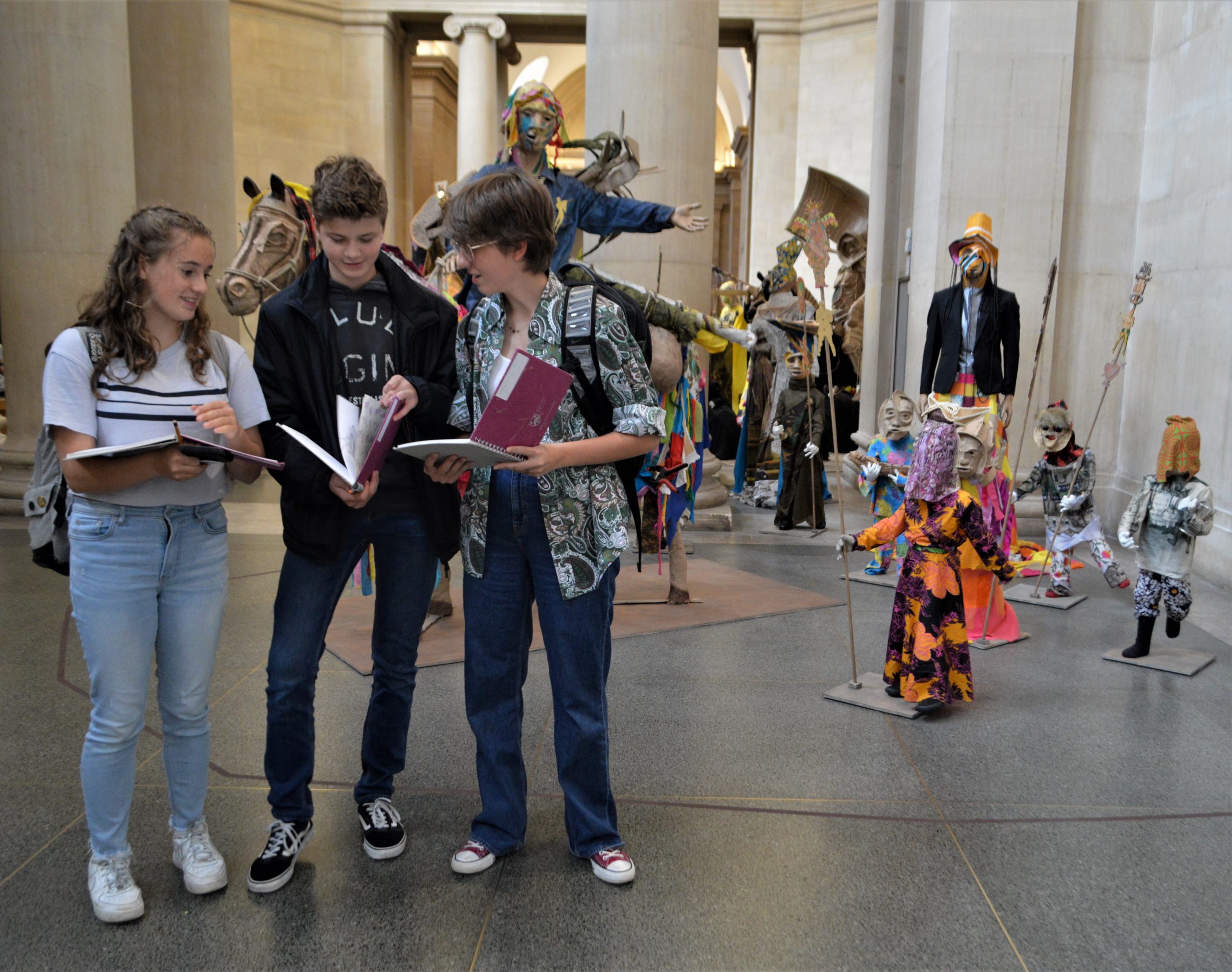 Students at an art museum