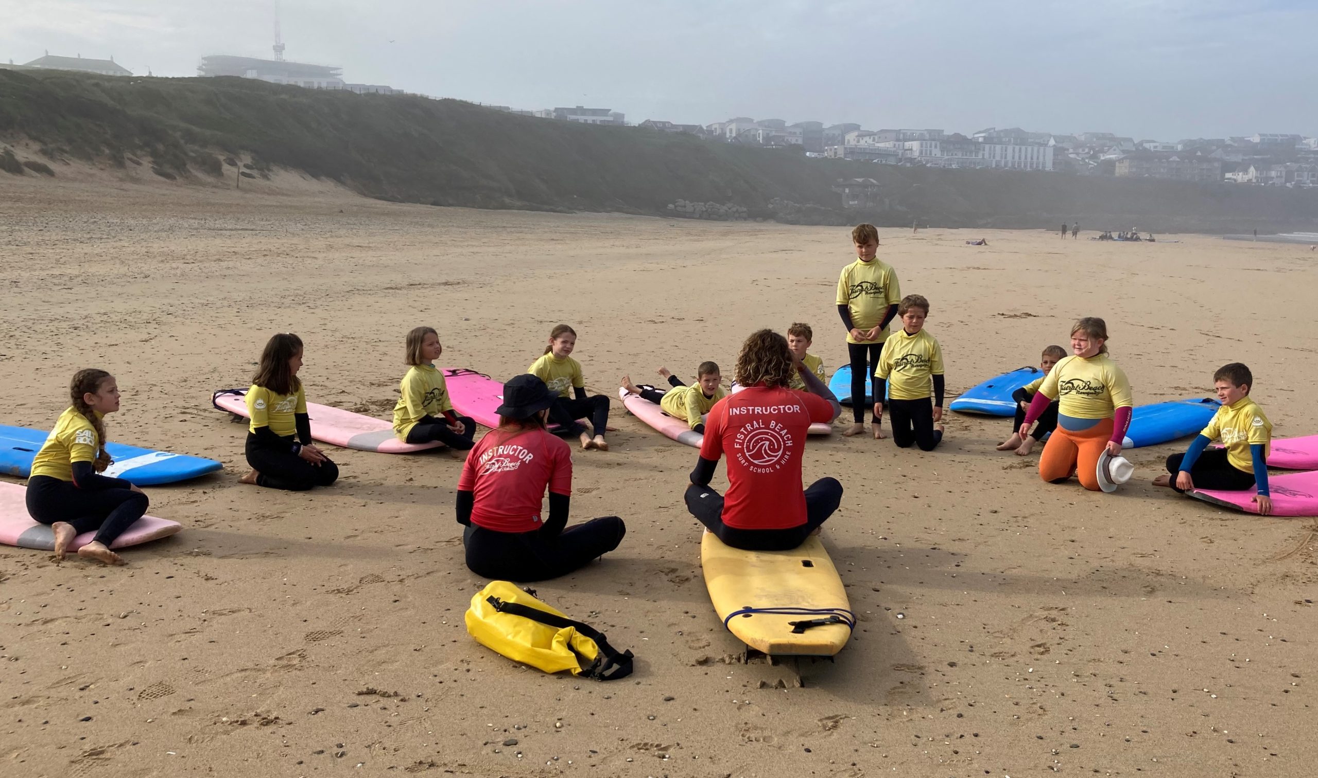 students learning how to surf