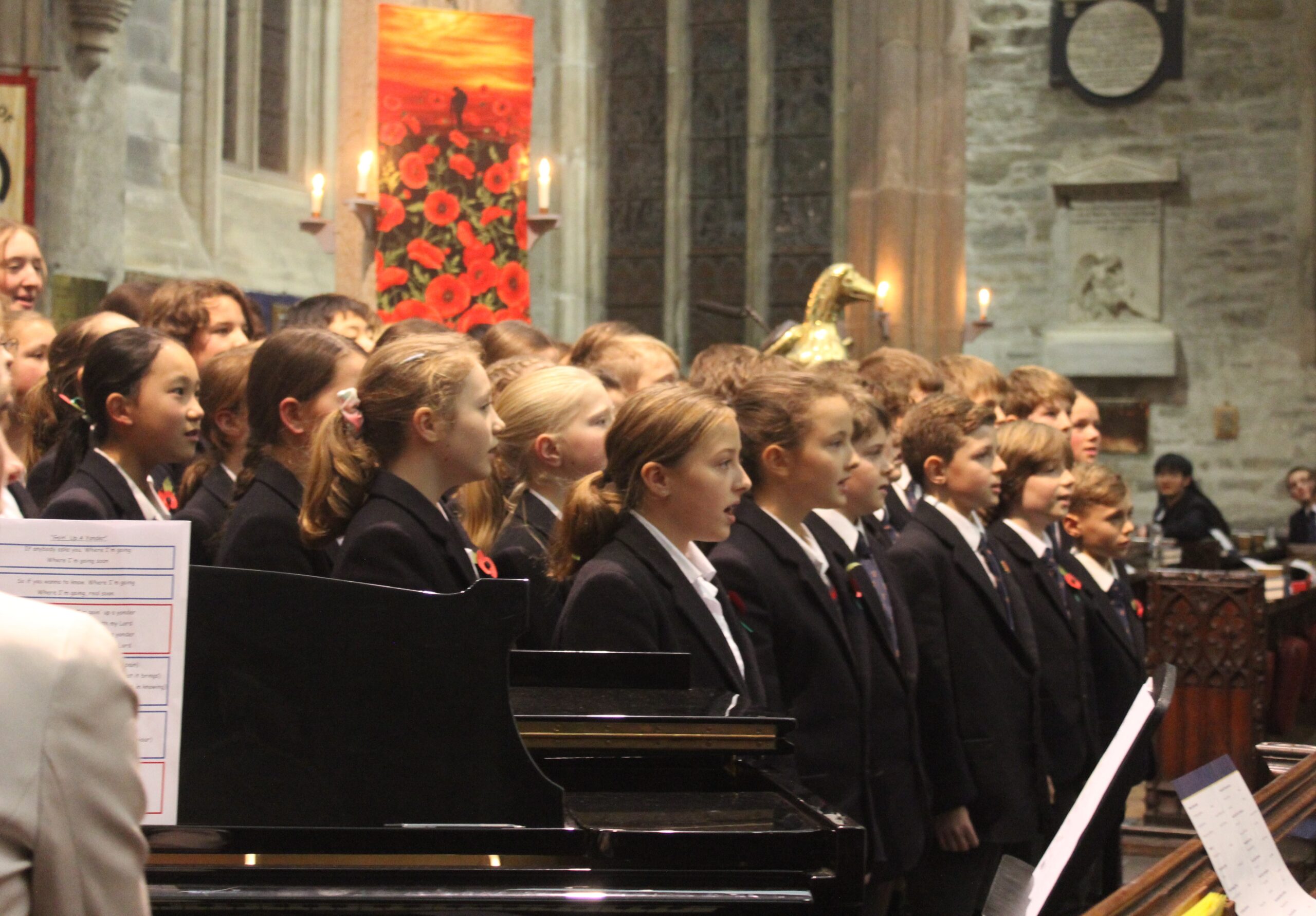 students singing together