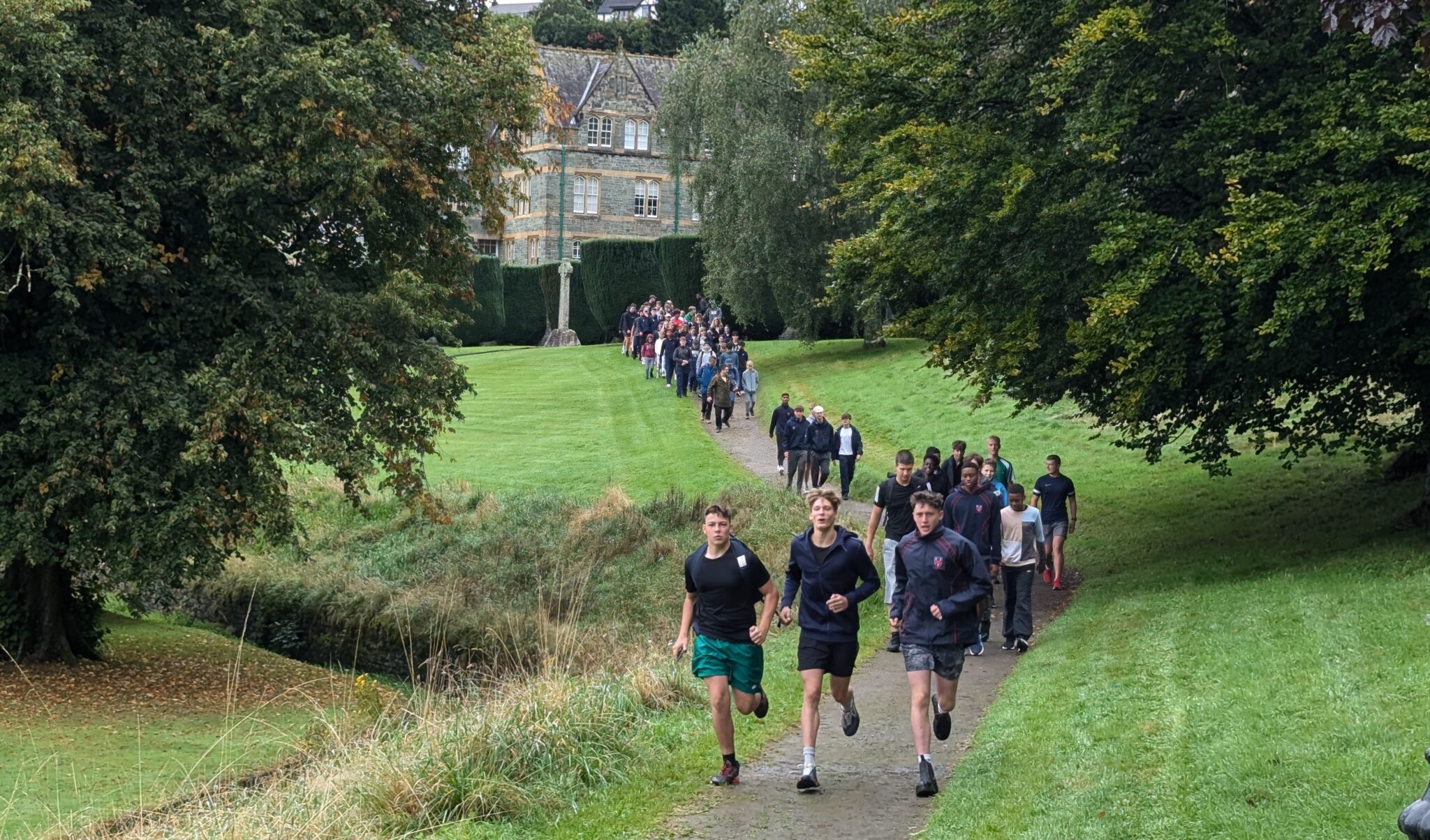 students on a run