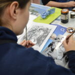 student painting