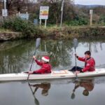 students kayaking