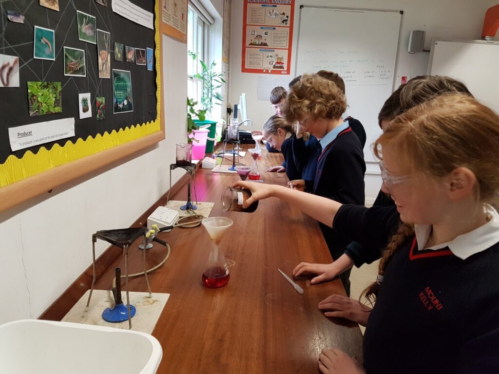 students in the science room