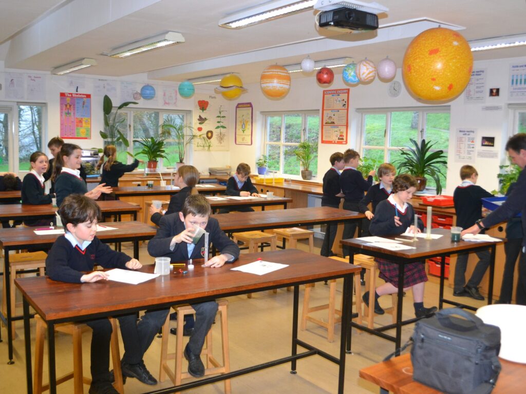 students in the science room