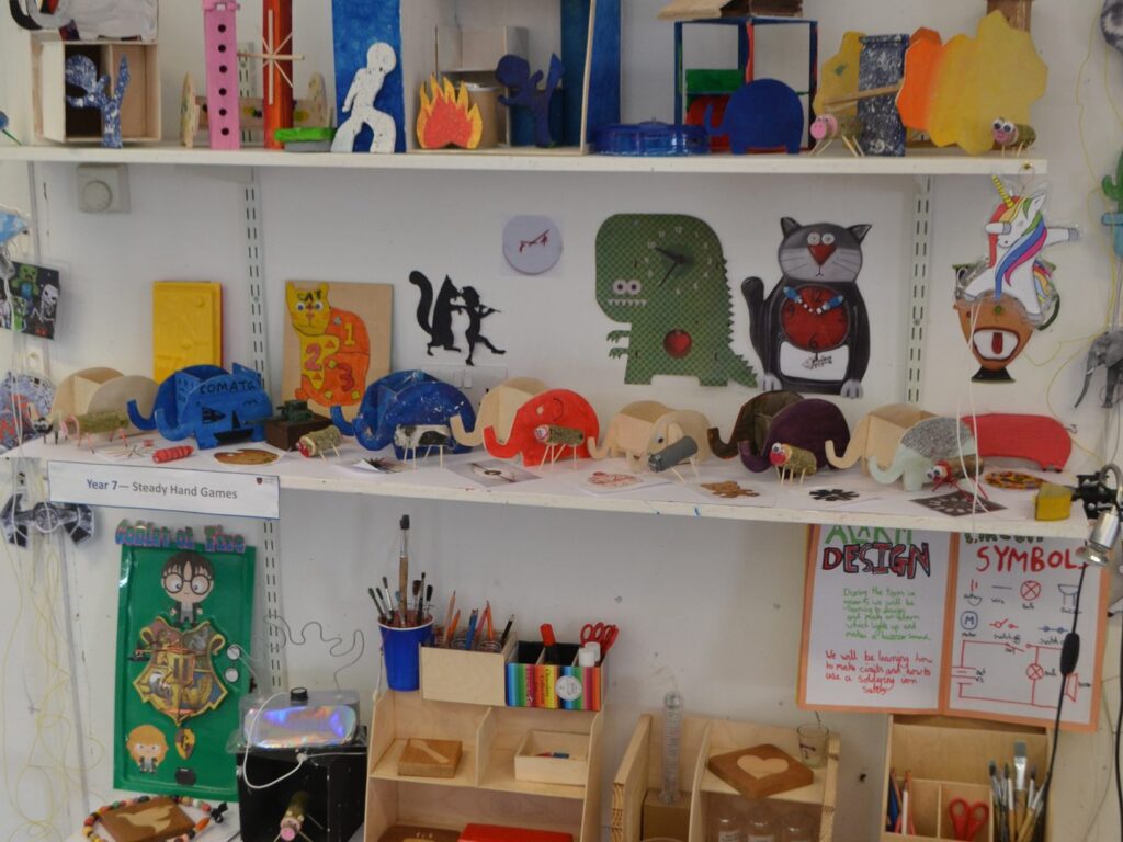 Artwork on shelves