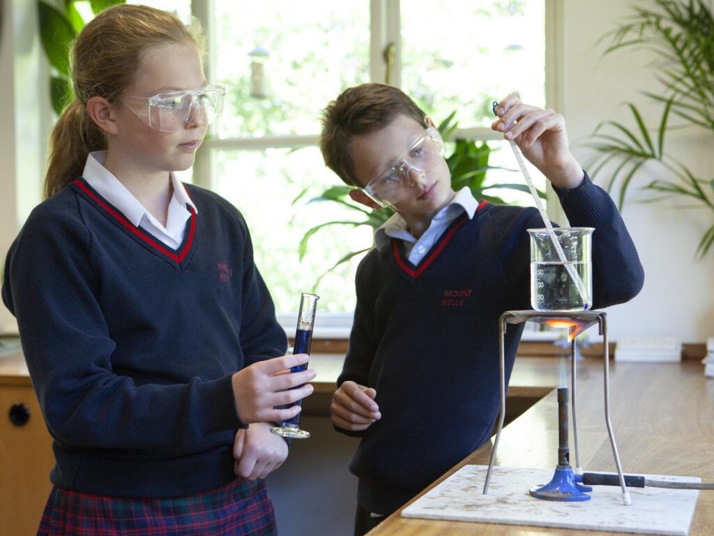 students in the science room