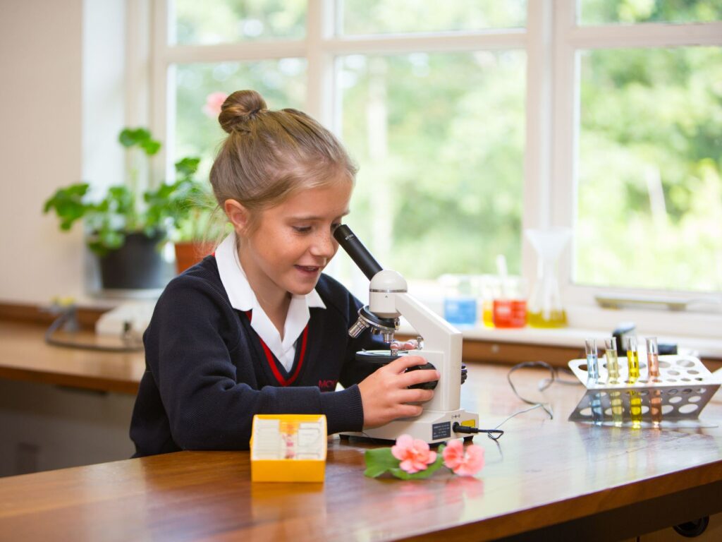 students in the science room