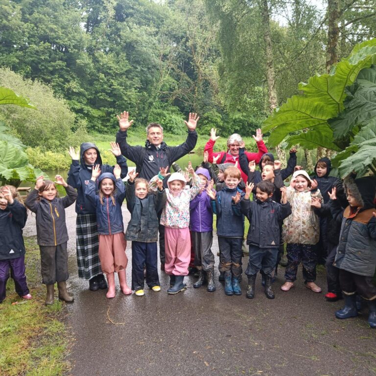 prep students in the rain