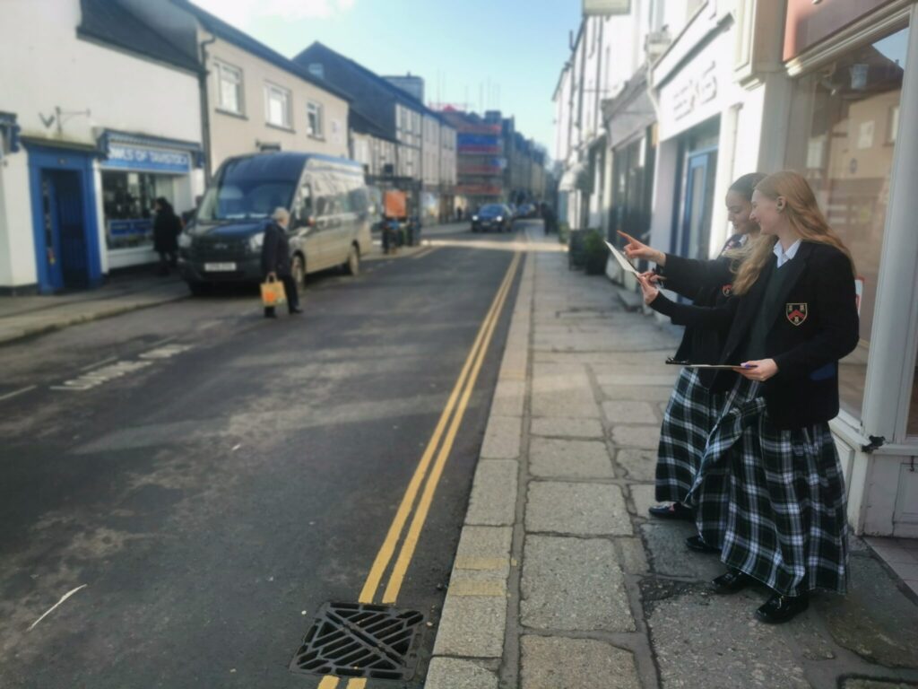students on a street