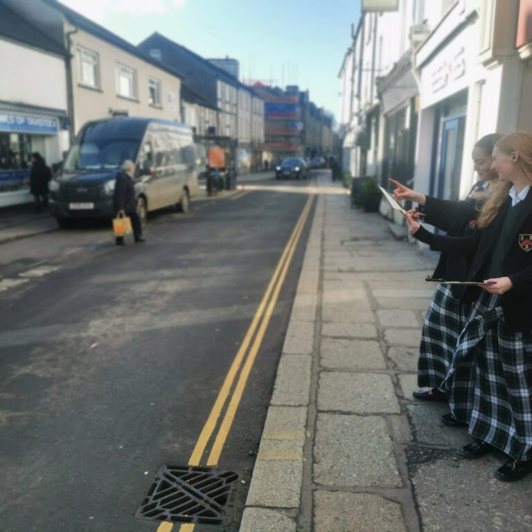 students on a street
