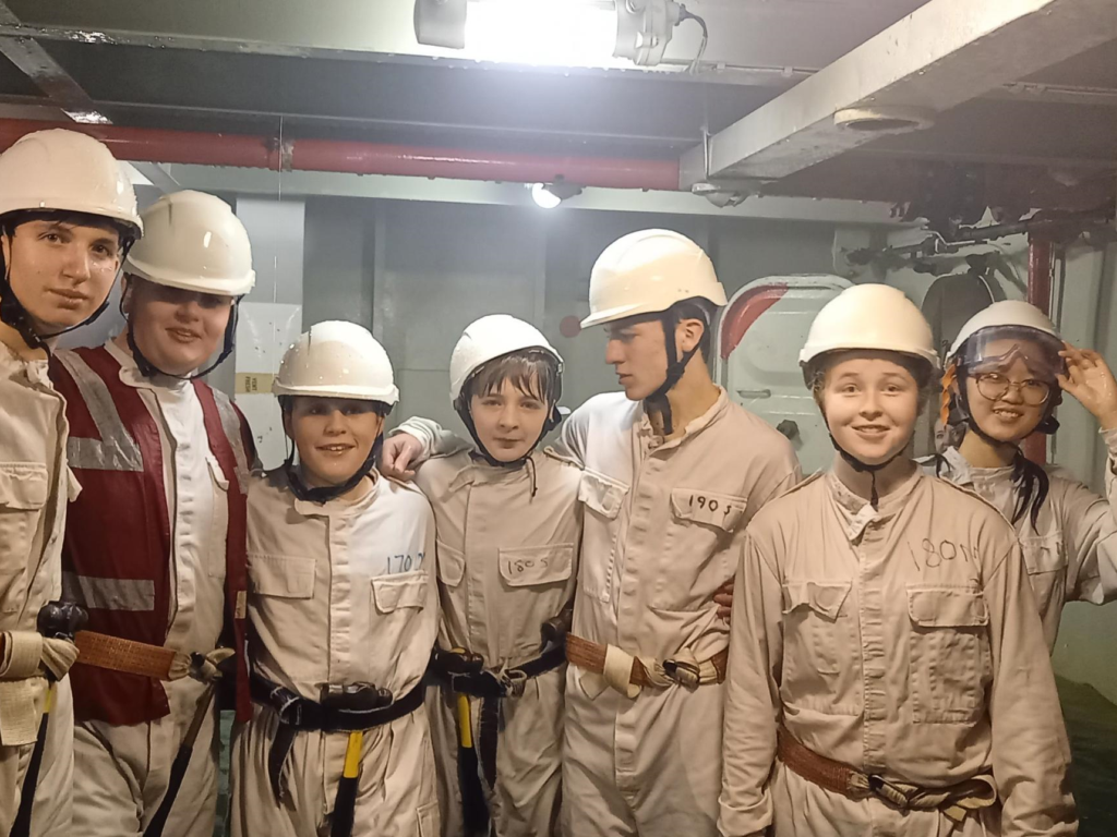 Students in protective gear