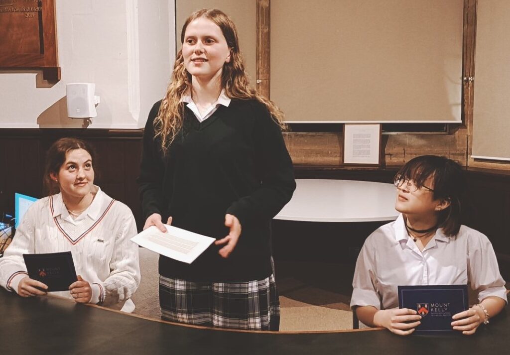 student speaking