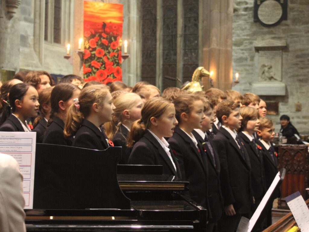 students singing together