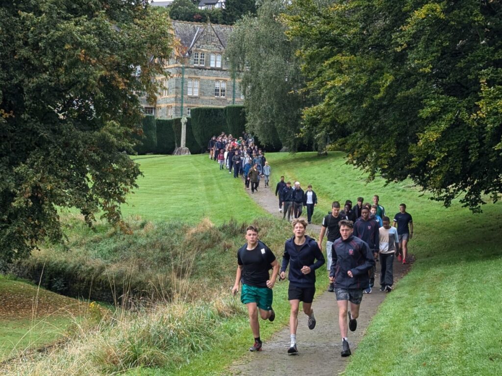 students on a run